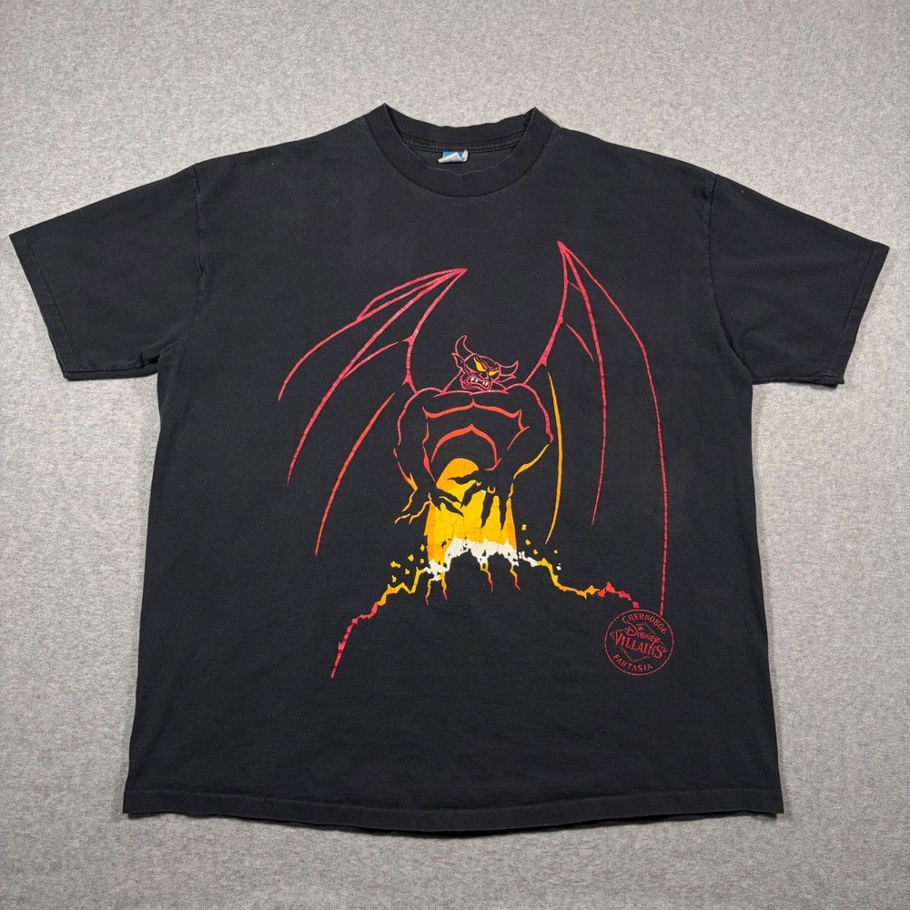 Vintage Disney Fantasia Chernabog T Shirt Men XL? Black Villains Graphic Tee 90s